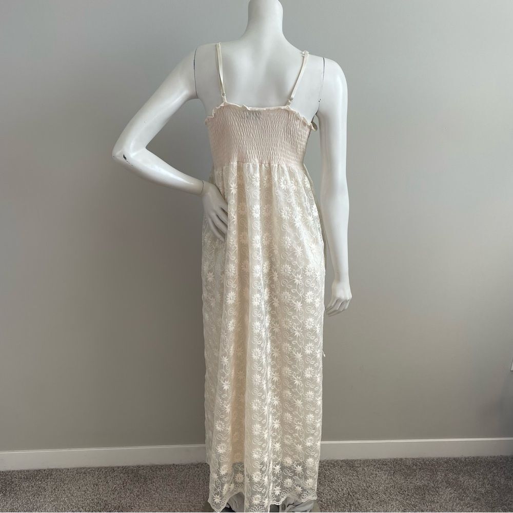 MOLLY BRACKEN Cream Lace Mesh Maxi Dress - Picture 2 of 9